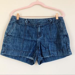 Loft Blue Denim Jean Shorts Button Waistband Detail